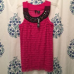 New Directions pink ruffle top